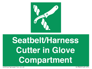 Seatbelt/Harness Cutter in Glove Compartment